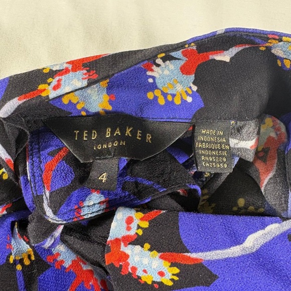 Ted Baker Ooma Floral Top US 10 Open Back Tie Neck Going Out Preppy Contemporary - Picture 3 of 7